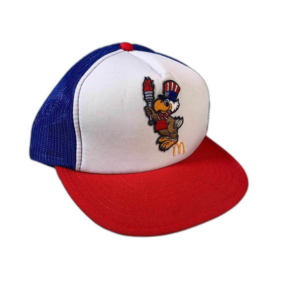 Vintage McDONALD'S 1984 OLYMPICS Mesh Snapback Trucker Cap Hat eagle patch